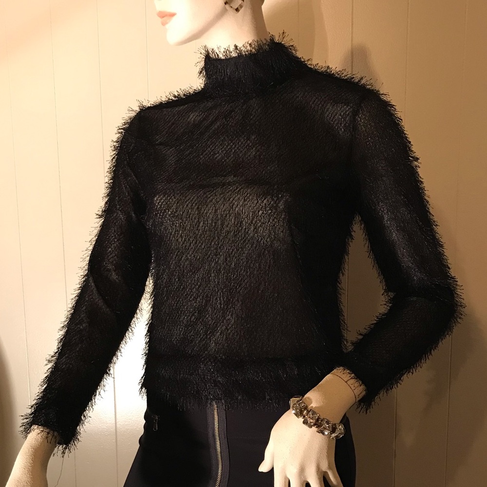 Zara Black Fringed Top